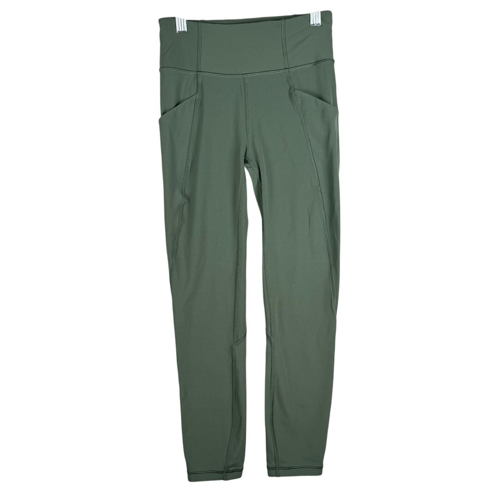 Lululemon Womens 2 Time to‎ Sweat Crop 23" Tight Green High Rise Leggings W6AMDS